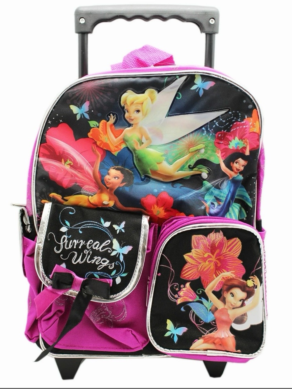Pink Fairy Trolley Backpack for Kids - Magical Wings Design Y2K.